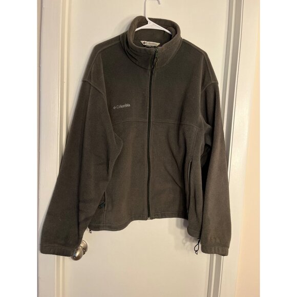 Vintage Columbia Fleece Jacket Full-Zip Dark Green Warm Outerwear Mens Size L - Picture 1 of 6